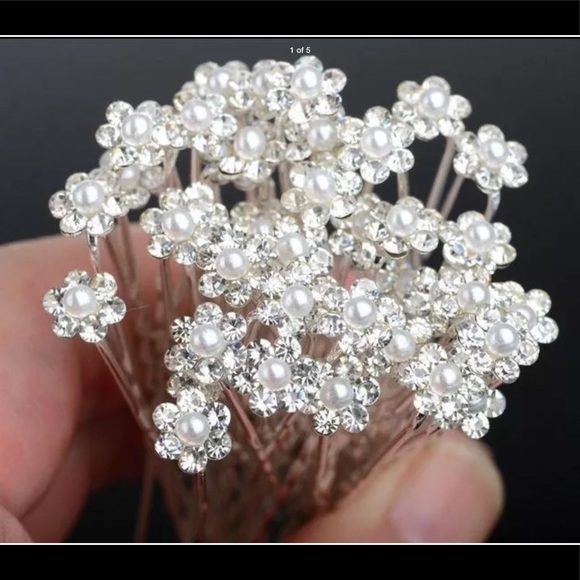 NWT Beautiful rhinestone & pearl hair pins - Picture 3 of 8